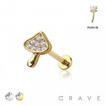 MUSHROOM MULTI CZ TOP THREADLESS (PUSH IN) 316L SURGICAL STEEL LABRET SET